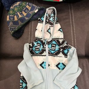 The North Face jacket and hat